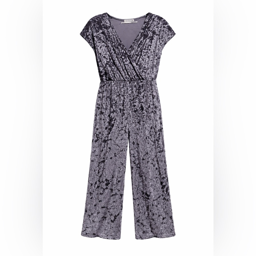 Urban Outfitters Crushed Velvet Jumpsuit in Gray Small/Petite